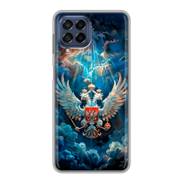 Силиконовый чехол на Samsung Galaxy M53 5G с принтом Герб флаг России Силиконовый чехол на Samsung Galaxy M53 5G с принтом Герб флаг России