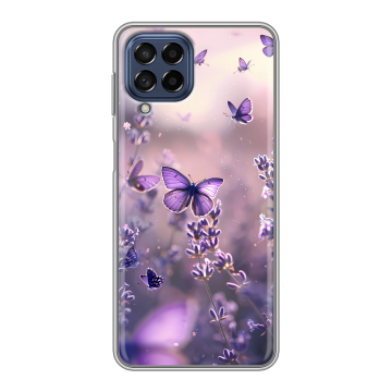 Силиконовый чехол на Samsung Galaxy M53 5G с принтом бабочки и лаванда
