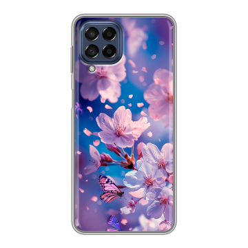 Силиконовый чехол на Samsung Galaxy M53 5G с принтом цветы бабочки Силиконовый чехол на Samsung Galaxy M53 5G с принтом цветы бабочки