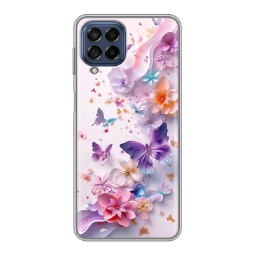 Силиконовый чехол на Samsung Galaxy M53 5G с принтом цветы бабочки Силиконовый чехол на Samsung Galaxy M53 5G с принтом цветы бабочки