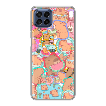 Силиконовый чехол на Samsung Galaxy M53 5G с принтом капибары Силиконовый чехол на Samsung Galaxy M53 5G с принтом капибары