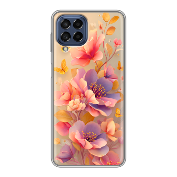 Силиконовый чехол на Samsung Galaxy M53 5G с принтом Цветы и бабочки