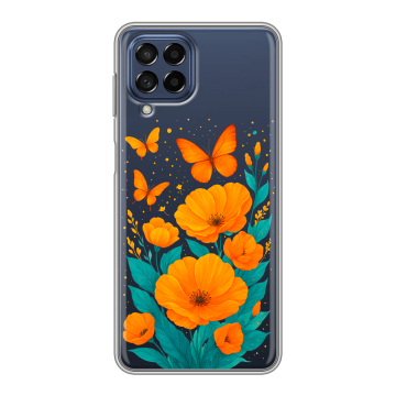 Силиконовый чехол на Samsung Galaxy M53 5G с принтом цветы бабочки