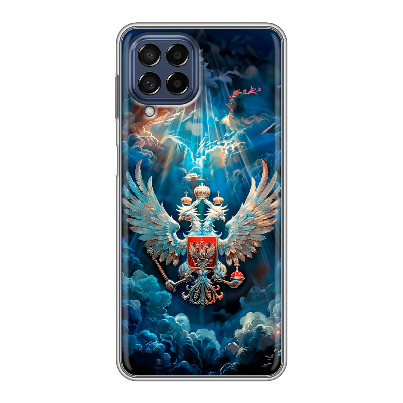 Силиконовый чехол на Samsung Galaxy M53 5G с принтом Герб флаг России Силиконовый чехол на Samsung Galaxy M53 5G с принтом Герб флаг России
