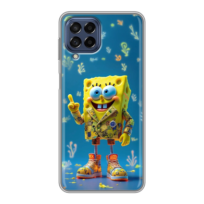 Силиконовый чехол на Samsung Galaxy M53 5G с принтом Спанч боб Спанчбоб Силиконовый чехол на Samsung Galaxy M53 5G с принтом Спанч боб Спанчбоб