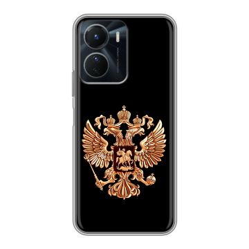 Силиконовый чехол на Vivo Y16 с принтом Герб России золотой Силиконовый чехол на Vivo Y16 с принтом Герб России золотой
