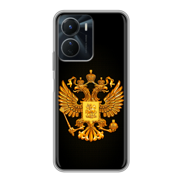 Силиконовый чехол на Vivo Y16 с принтом Герб России желтый