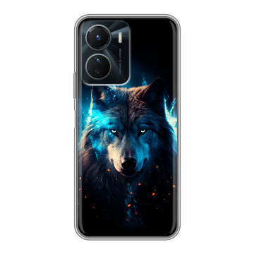 Силиконовый чехол на Vivo Y16 с принтом Волк ночной