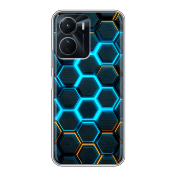 Силиконовый чехол на Vivo Y16 с принтом Неоновые соты