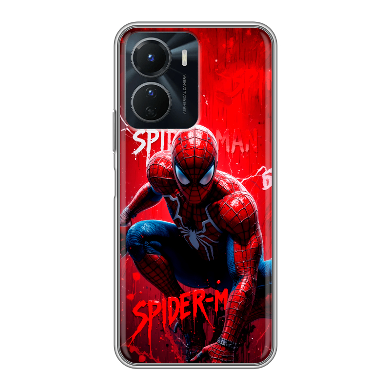 Силиконовый противоударный чехол на Vivo Y16 с принтом Spiderman Человек паук Силиконовый противоударный чехол на Vivo Y16 с принтом Spiderman Человек паук