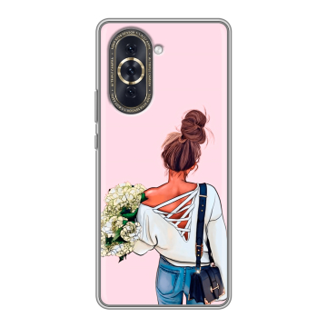 Силиконовый чехол на Huawei Nova 10 с принтом Девушка и букет Силиконовый чехол на Huawei Nova 10 с принтом Девушка и букет
