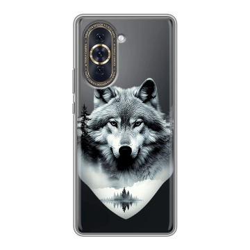 Силиконовый чехол на Huawei Nova 10 с принтом Волк в лесу
