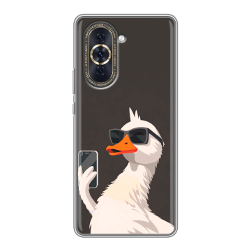 Силиконовый чехол на Huawei Nova 10 с принтом утка в очках
