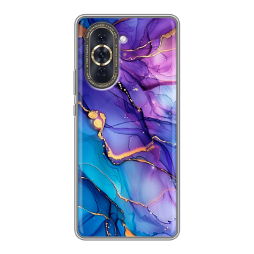Силиконовый чехол на Huawei Nova 10 с принтом синий мрамор