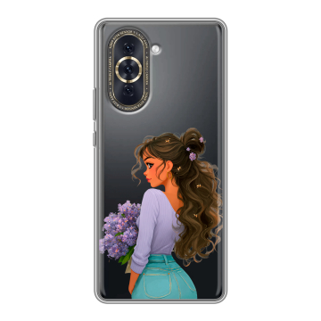 Силиконовый чехол на Huawei Nova 10 с принтом девушка цветы