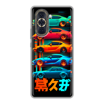 Силиконовый чехол на Huawei Nova 10 с принтом машины тачки