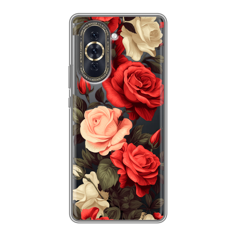 Силиконовый противоударный чехол на Huawei Nova 10 с принтом Розы Силиконовый противоударный чехол на Huawei Nova 10 с принтом Розы