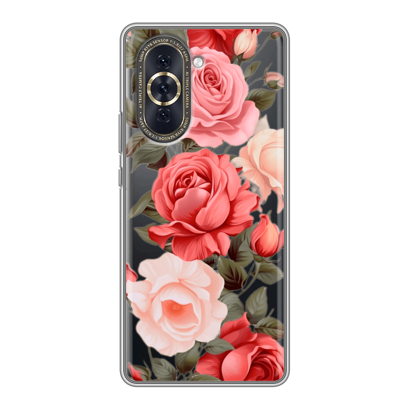 Силиконовый противоударный чехол на Huawei Nova 10 с принтом Розы Силиконовый противоударный чехол на Huawei Nova 10 с принтом Розы