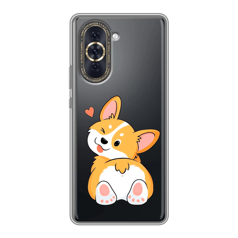 Силиконовый противоударный чехол на Huawei Nova 10 с принтом Корги Силиконовый противоударный чехол на Huawei Nova 10 с принтом Корги