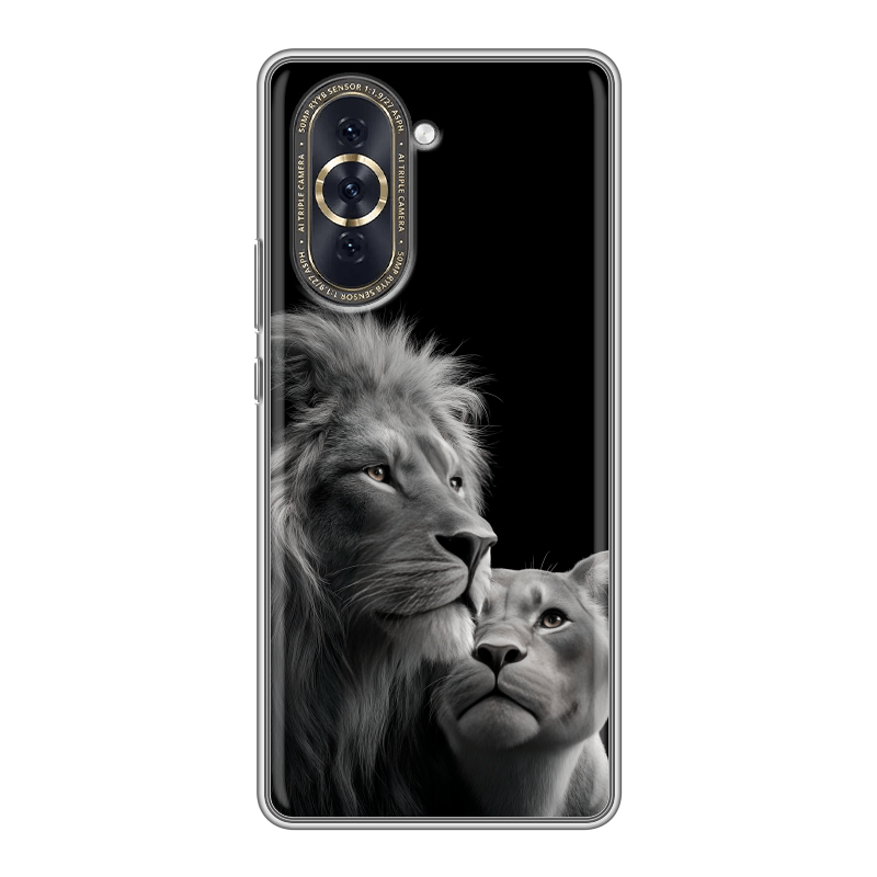 Силиконовый противоударный чехол на Huawei Nova 10 с принтом Лев кошки Силиконовый противоударный чехол на Huawei Nova 10 с принтом Лев кошки