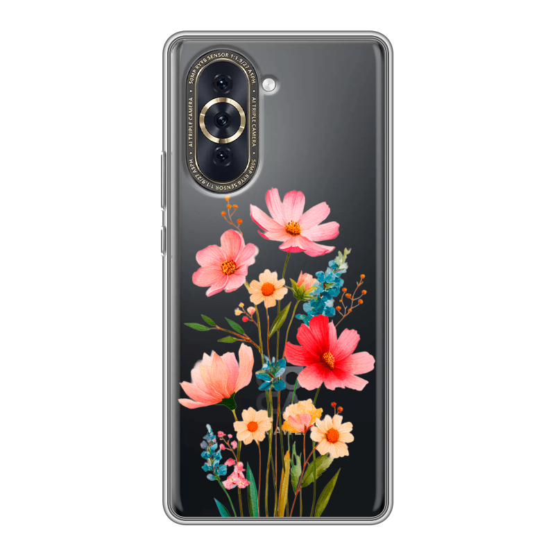 Силиконовый противоударный чехол на Huawei Nova 10 с принтом Цветы Силиконовый противоударный чехол на Huawei Nova 10 с принтом Цветы