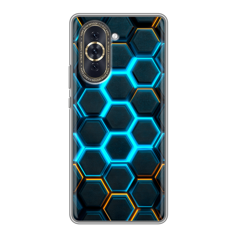 Силиконовый противоударный чехол на Huawei Nova 10 с принтом Неоновые соты Силиконовый противоударный чехол на Huawei Nova 10 с принтом Неоновые соты