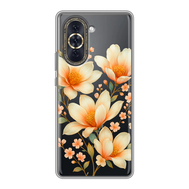 Силиконовый противоударный чехол на Huawei Nova 10 с принтом Цветы Силиконовый противоударный чехол на Huawei Nova 10 с принтом Цветы