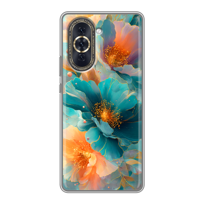 Силиконовый противоударный чехол на Huawei Nova 10 с принтом Цветы Силиконовый противоударный чехол на Huawei Nova 10 с принтом Цветы