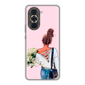 Силиконовый чехол на Huawei Nova 10 Pro с принтом Девушка и букет Силиконовый чехол на Huawei Nova 10 Pro с принтом Девушка и букет