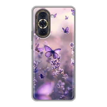 Силиконовый чехол на Huawei Nova 10 Pro с принтом бабочки и лаванда