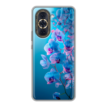 Силиконовый чехол на Huawei Nova 10 Pro с принтом голубые орхидеи Силиконовый чехол на Huawei Nova 10 Pro с принтом голубые орхидеи