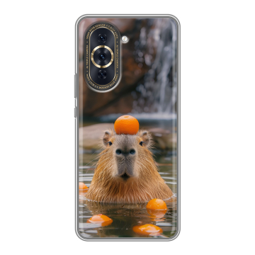 Силиконовый чехол на Huawei Nova 10 Pro с принтом Капибара с апельсином Силиконовый чехол на Huawei Nova 10 Pro с принтом Капибара с апельсином