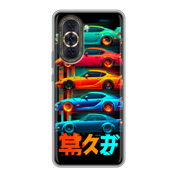 Силиконовый чехол на Huawei Nova 10 Pro с принтом машины тачки