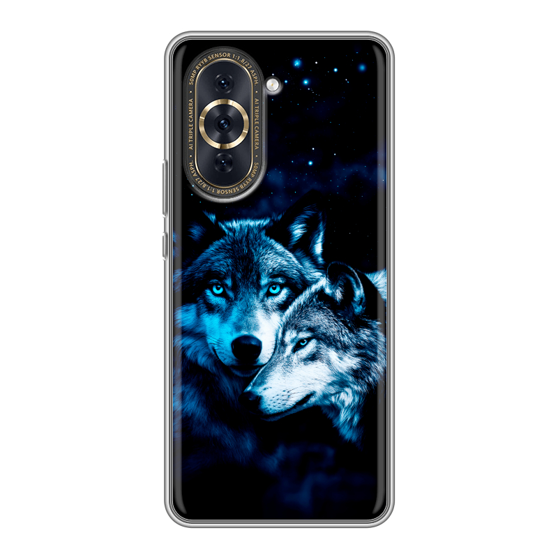 Силиконовый противоударный чехол на Huawei Nova 10 Pro с принтом Волки Силиконовый противоударный чехол на Huawei Nova 10 Pro с принтом Волки