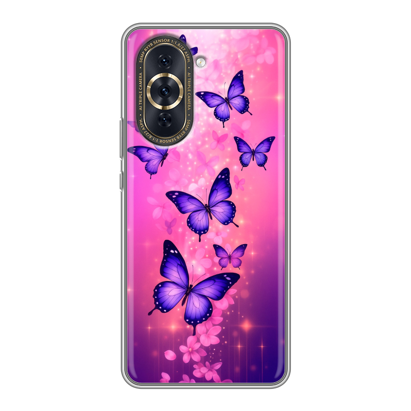 Силиконовый противоударный чехол на Huawei Nova 10 Pro с принтом Бабочки Силиконовый противоударный чехол на Huawei Nova 10 Pro с принтом Бабочки