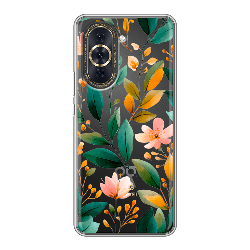 Силиконовый противоударный чехол на Huawei Nova 10 Pro с принтом Цветы паттерн Силиконовый противоударный чехол на Huawei Nova 10 Pro с принтом Цветы паттерн