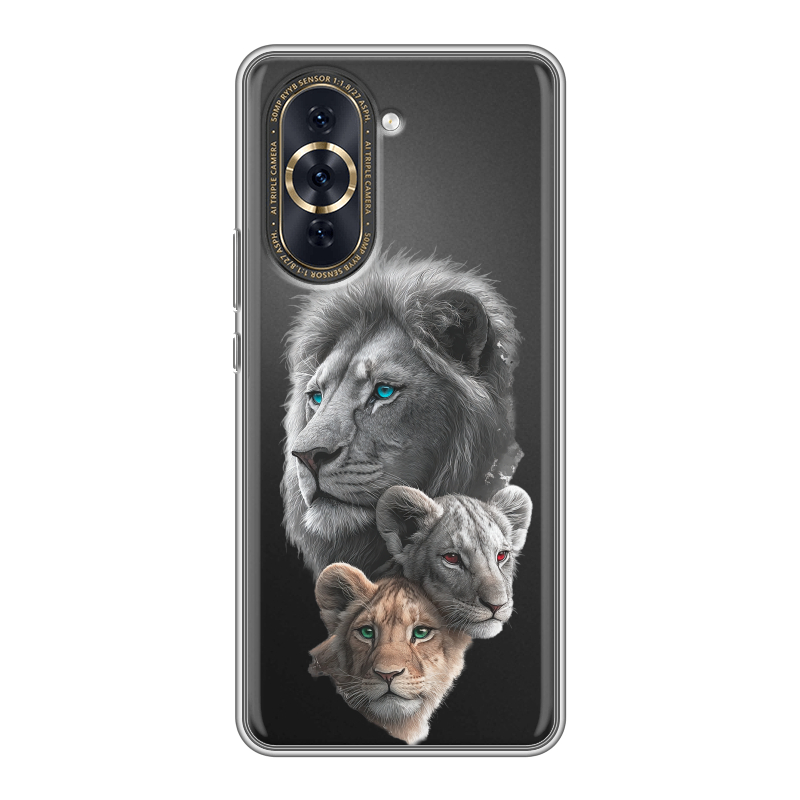 Силиконовый противоударный чехол на Huawei Nova 10 Pro с принтом Львы Силиконовый противоударный чехол на Huawei Nova 10 Pro с принтом Львы