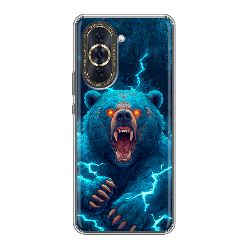 Силиконовый противоударный чехол на Huawei Nova 10 Pro с принтом Медведь Силиконовый противоударный чехол на Huawei Nova 10 Pro с принтом Медведь
