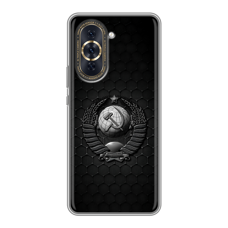 Силиконовый противоударный чехол на Huawei Nova 10 Pro с принтом Герб Флаг СССР Силиконовый противоударный чехол на Huawei Nova 10 Pro с принтом Герб Флаг СССР