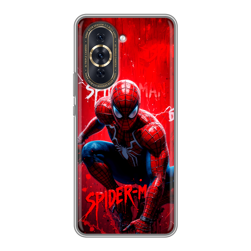 Силиконовый противоударный чехол на Huawei Nova 10 Pro с принтом Spiderman Человек паук Силиконовый противоударный чехол на Huawei Nova 10 Pro с принтом Spiderman Человек паук