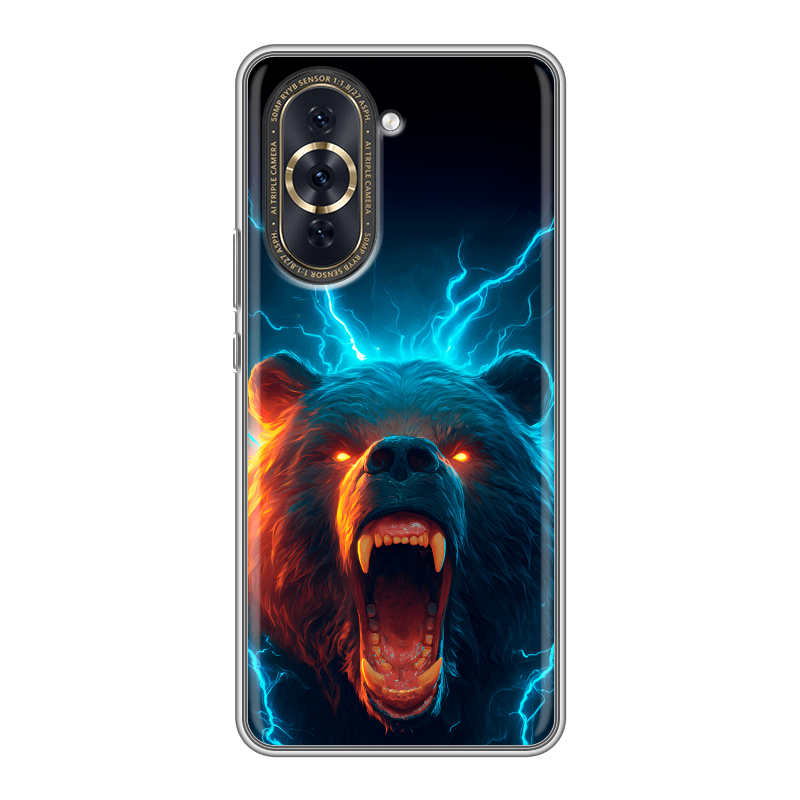 Силиконовый противоударный чехол на Huawei Nova 10 Pro с принтом Медведь Силиконовый противоударный чехол на Huawei Nova 10 Pro с принтом Медведь