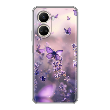 Силиконовый чехол на Huawei Nova 10 SE с принтом бабочки и лаванда Силиконовый чехол на Huawei Nova 10 SE с принтом бабочки и лаванда