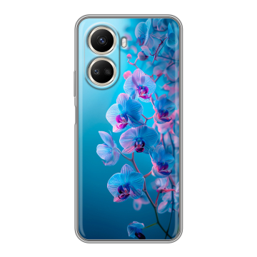 Силиконовый чехол на Huawei Nova 10 SE с принтом голубые орхидеи Силиконовый чехол на Huawei Nova 10 SE с принтом голубые орхидеи