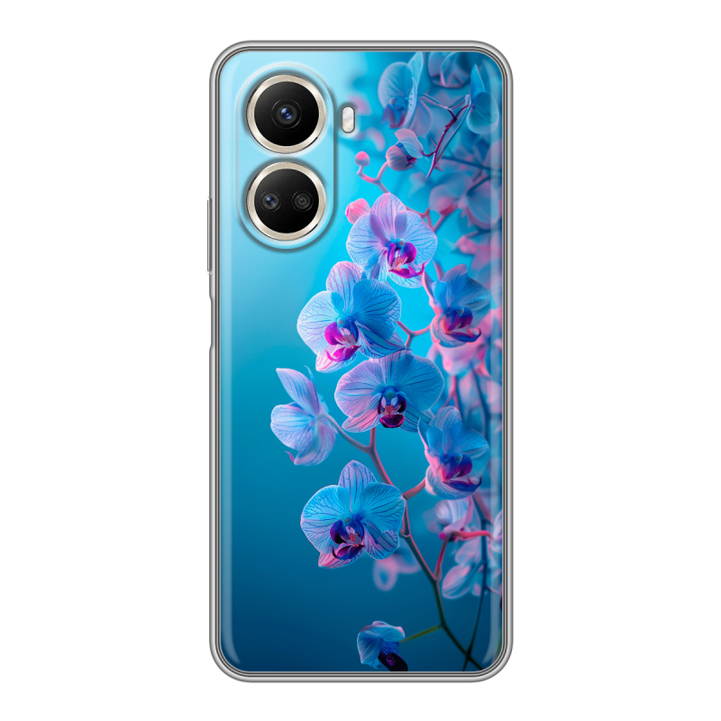 Силиконовый чехол на Huawei Nova 10 SE с принтом голубые орхидеи Силиконовый чехол на Huawei Nova 10 SE с принтом голубые орхидеи
