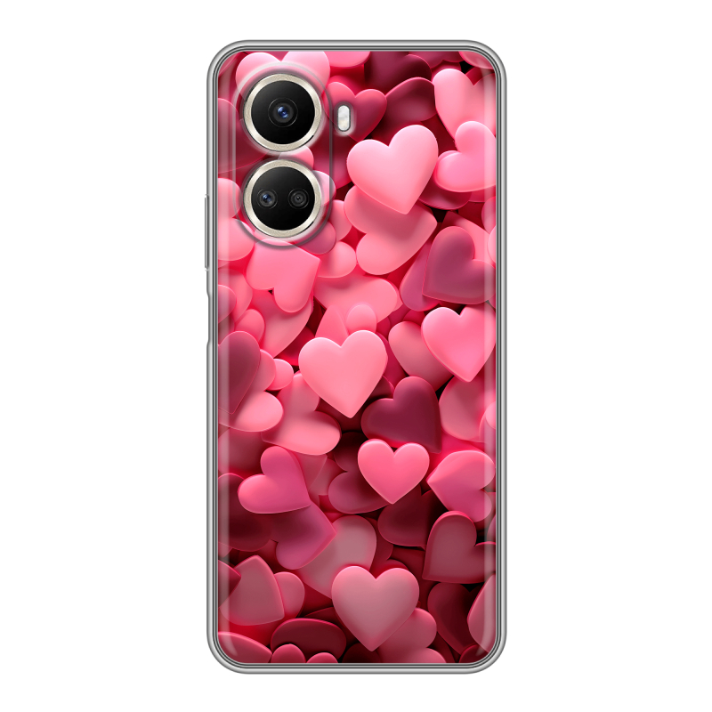 Силиконовый чехол на Huawei Nova 10 SE с принтом розовые сердечки Силиконовый чехол на Huawei Nova 10 SE с принтом розовые сердечки