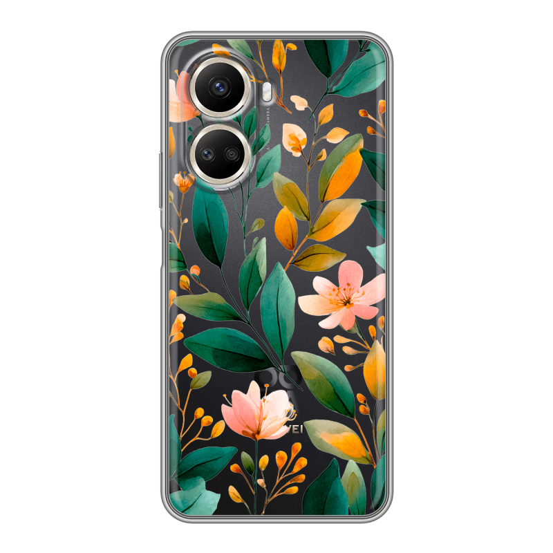 Силиконовый чехол на Huawei Nova 10 SE с принтом Цветы паттерн Силиконовый чехол на Huawei Nova 10 SE с принтом Цветы паттерн