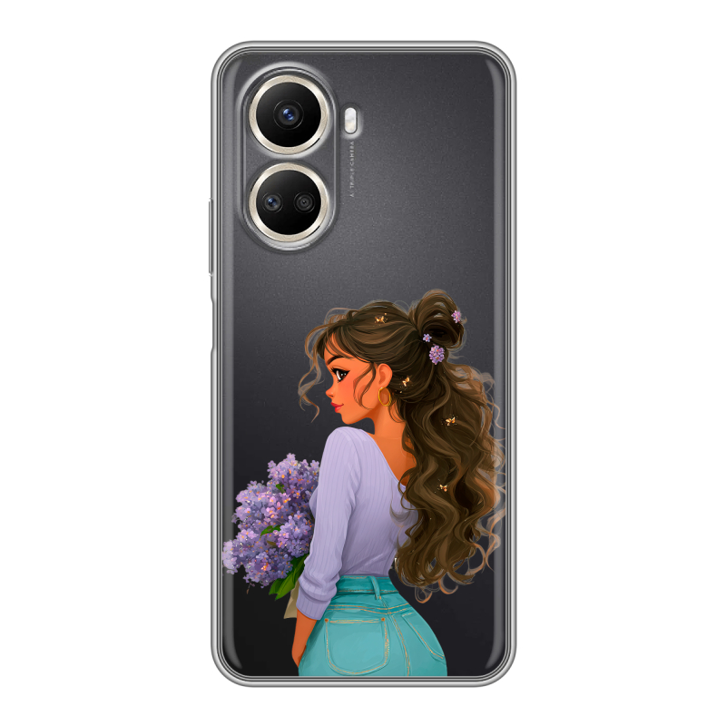 Силиконовый чехол на Huawei Nova 10 SE с принтом девушка цветы Силиконовый чехол на Huawei Nova 10 SE с принтом девушка цветы
