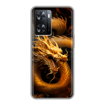 Силиконовый чехол на OPPO A57s с принтом Золотой дракон