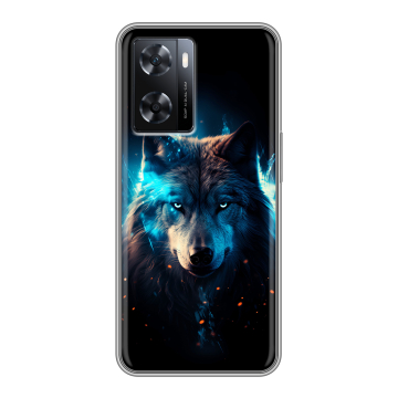 Силиконовый чехол на OPPO A57s с принтом Волк ночной Силиконовый чехол на OPPO A57s с принтом Волк ночной