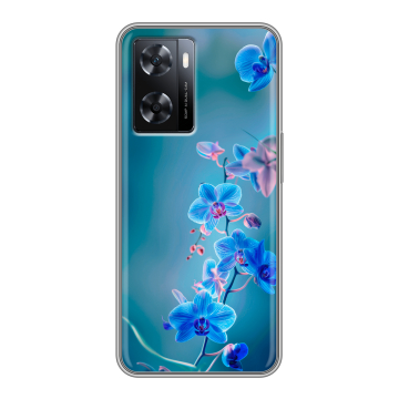 Силиконовый чехол на OPPO A57s с принтом Голубые цветы